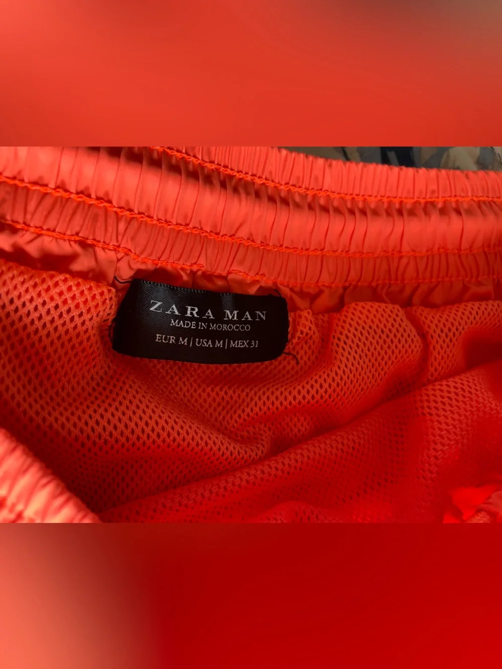 Zara Men’s Bright Coral Athletic Swim Shorts